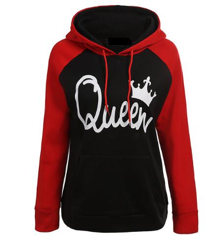 Sweat Couple King Queen Manches Rouges 