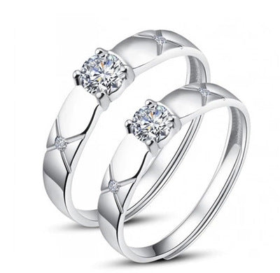 Bague Couple Solitaire Ajustable