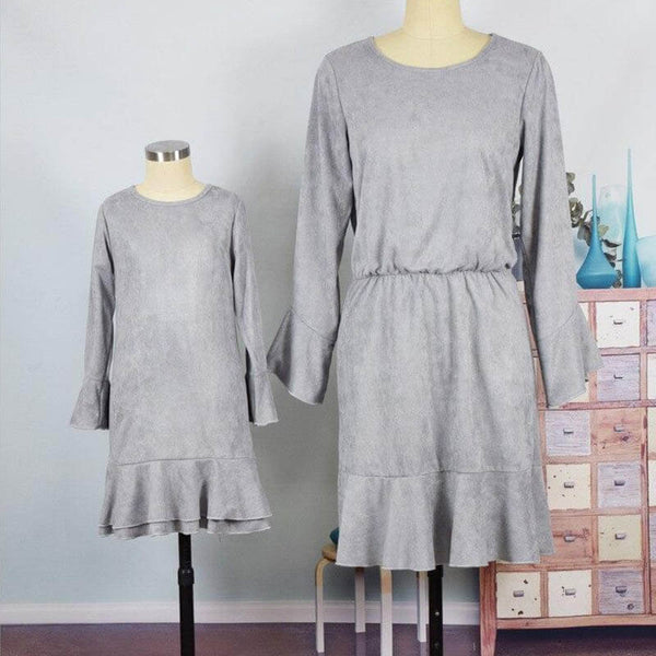 Ensemble Robe Mere Fille Gris