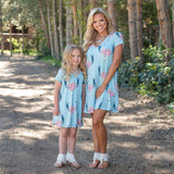 Robe Assortie Maman et Fille Bleu