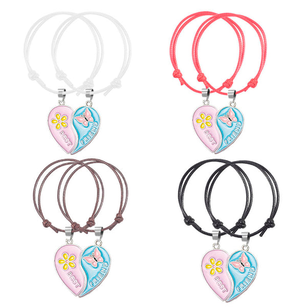 Bracelet Meilleure Amie Coeur Rose Bleu