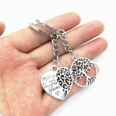 Porte Clé Mère Fille Coeur et Arbre