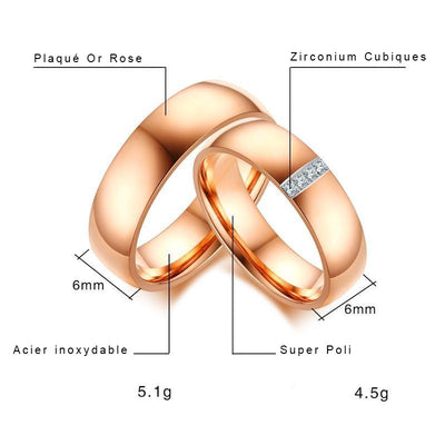 Bague Couple Diamant Synthétique Dimensions - MatchingMood