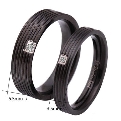 Bague Couple Noir Dimensions