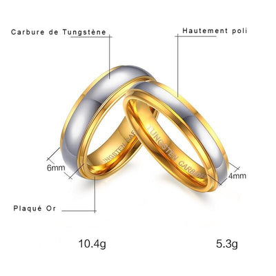 Bague Couple Tungstene Dimensions - MatchingMood
