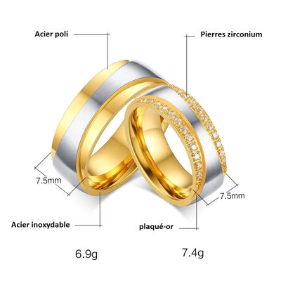 Bague Fiançailles couple Dimensions - MatchingMood
