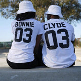 T shirt Couple Bonnie and Clyde blanc