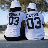 T shirt Couple Bonnie and Clyde blanc