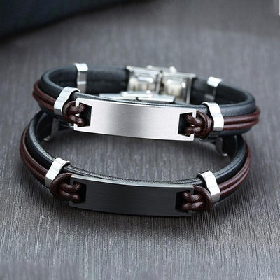 Bracelet Couple Cuir Personnalise Gourmette- MatchingMood