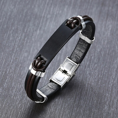 Bracelet Couple Cuir Personnalise Noir - MatchingMood