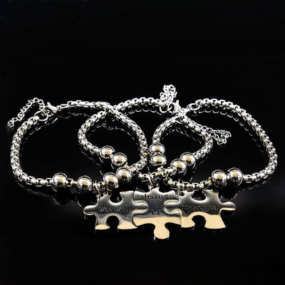 Bracelet d Amitié à Trois - Puzzle We will Always Be Connected Version 1