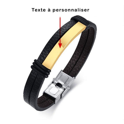 Bracelet d'Amitié Cuir Personnalisé Homme Or - MatchingMood