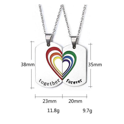 Collier Couple Arc en Ciel LGBT Dimensions - MatchingMood