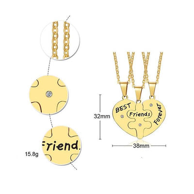 Collier d'Amitié Coeur 3 Parties Dimensions - MatchingMood