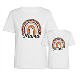 T Shirt Mama Mini Guepard Blanc pour Mere Fille