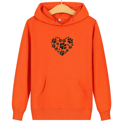 Sweat Couple Empreinte Chien - Orange