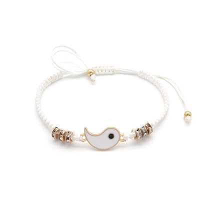 Bracelet Couple Yin Yang Blanc cadre or - Matchingmood