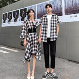 Tenue Couple Robe Chemisier Carreaux et Chemise