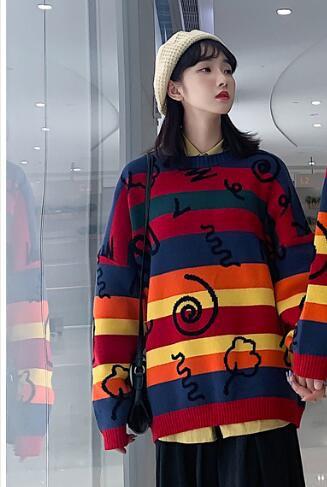 Pull Couple Oversize à Rayures