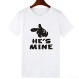 T Shirt Couple He's Mine Blanc - MatchingMood