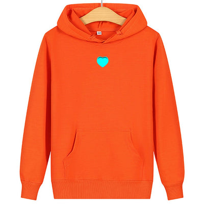 Sweat Coeur Rouge pour Couple Orange