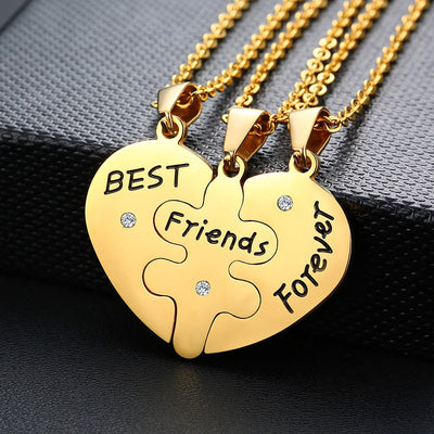 Collier d'Amitié Coeur 3 Parties Or - MatchingMood