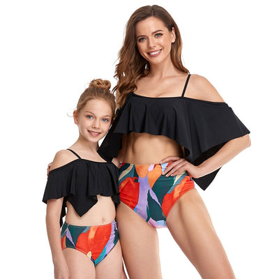 Maillot de Bain Mère Fille Haut Décoré