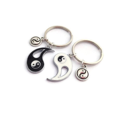 Porte Clé Symbole Amitié Yin Yang Tai Chi Noir Blanc