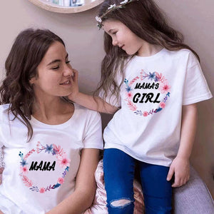 T Shirt Mere Fille Mama Girl Floral