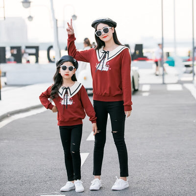 Pull Famille Assorti Rouge Col Marin - MatchingMood