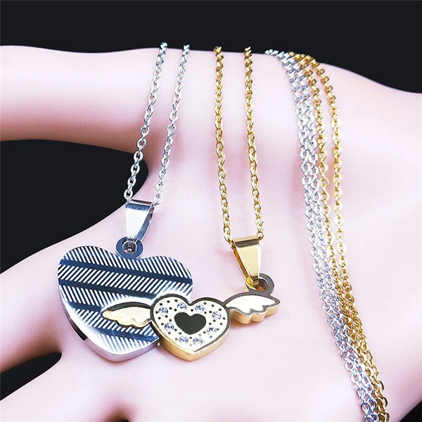 Collier Coeur Brillant Couple