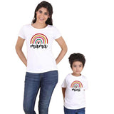 T Shirt Mere Fille Rainbow Mama Mini Blanc
