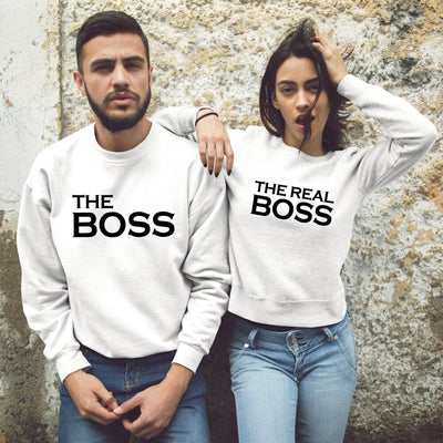 Pull Couple The Boss The Real Boss Blanc - MatchingMood
