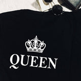 T Shirt Couple Royauté Queen Noir