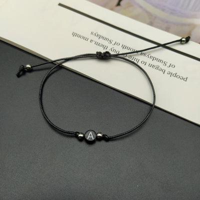 Bracelet d'Amitié Corde avec Lettres Noir - Matchingmood
