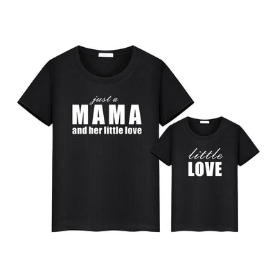 T Shirt Mere Fille Mama Little Love Noir