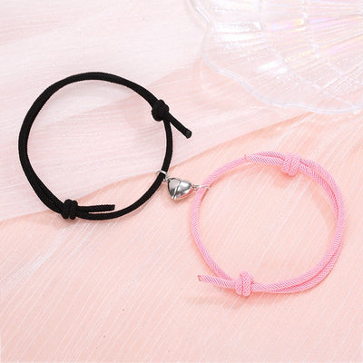 Bracelet Magnétique Coeur Noir Rose