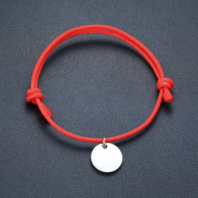 Bracelet d'Amitié Cordon Piece Personnalisable Rouge - MatchingMood