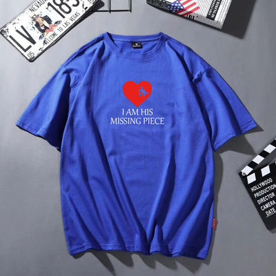 T-Shirt Couple I'm His Missing Piece Bleu - MatchingMood