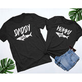 T Shirt Daddy Shark Mommy Shark Noir - MatchingMood