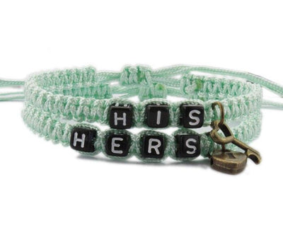 Bracelet pour Couple avec Texte Vert Clair - Matchingmood