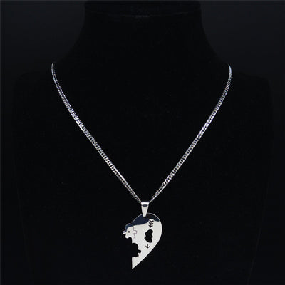 Collier Avec Moitié de Coeurs Pour Couple  demi coeur