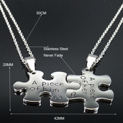 Collier Pendentif Couple Puzzle Dimensions