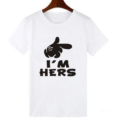 T Shirt Couple I'm Hers Blanc - MatchingMood