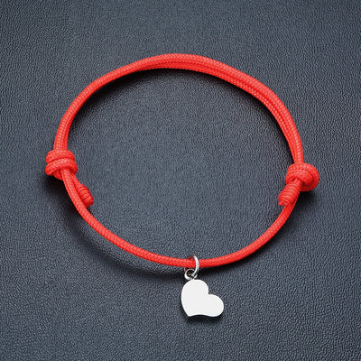 Bracelet d'Amitié Cordon Coeur Rouge - MatchingMood