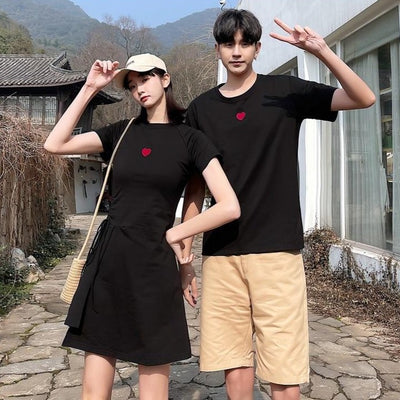 Tenue Robe Tee Shirt coeur Rouge