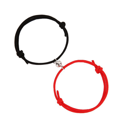 Bracelet Duo Couple Acier Magnétique Noir Rouge - Matchingmood