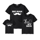 T Shirt Famille Moustache Noir