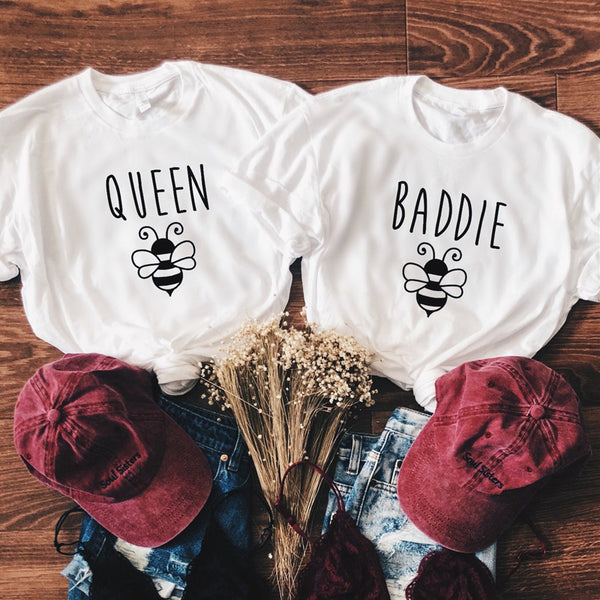 Tee Shirt Meilleure Amie Baddie and Queen - MatchingMood