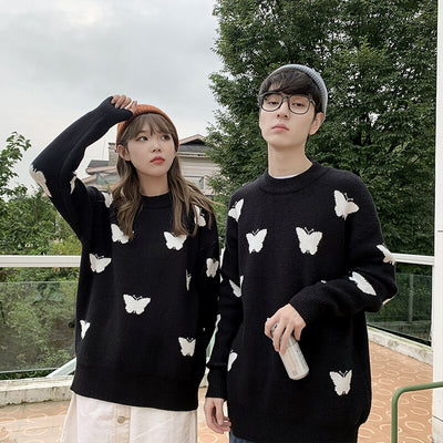 Pull Couple Papillon Lovers